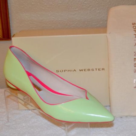 Sophia Webster Mint Patent Leather Flats with Pink Trim – - Picture 7 of 14